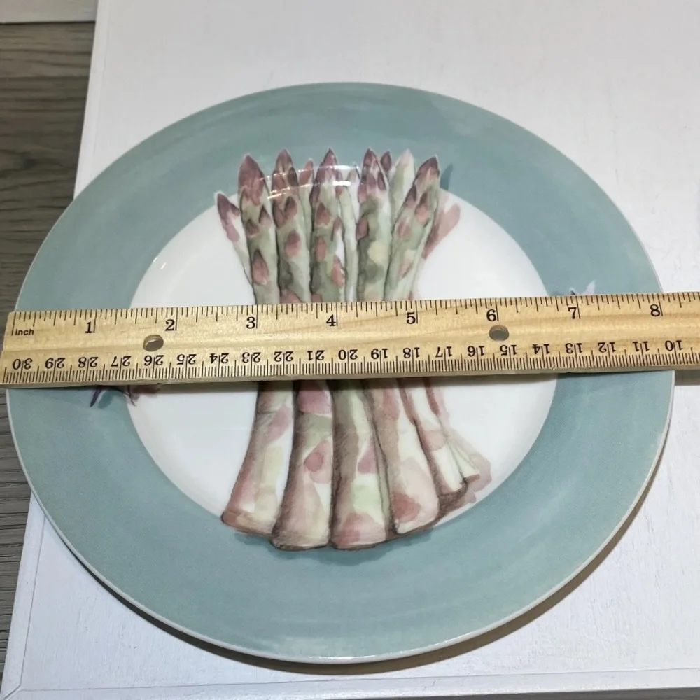 Williams Sonoma Asparagus Bunches 8.25” Two (2) Set Salad Dessert Plates, Japan
